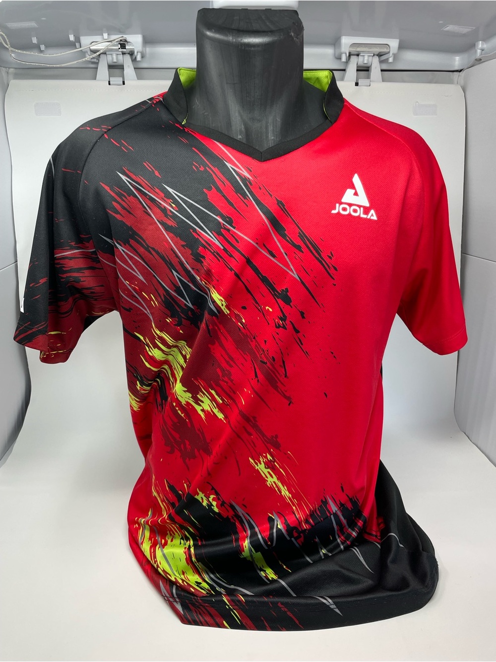 Joola Men’s Short-Sleeve Athletic Shirt — Red, Black & Neon Yellow Accent